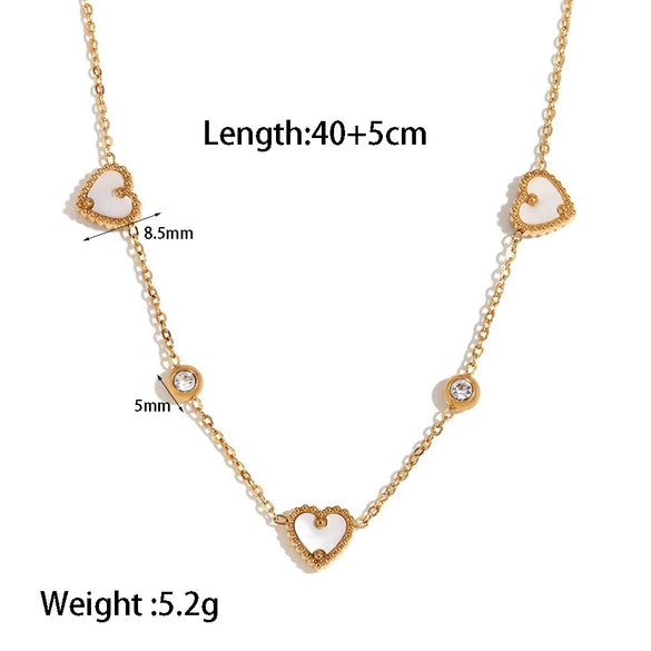 Wholesale Heartshaped Stainless Steel 18K Gold Plated Diamondencrusted Jewelry Bracelet And Necklace For Women