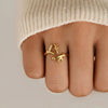 Wholesale Heartshaped Stainless Steel Open Ring With Vacuum Real Gold Plating In Pvd Furnace For Women