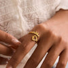 Wholesale Heartshaped Stainless Steel Open Ring With Vacuum Real Gold Plating In Pvd Furnace For Women