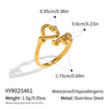 Wholesale Heartshaped Stainless Steel Open Ring With Vacuum Real Gold Plating In Pvd Furnace For Women
