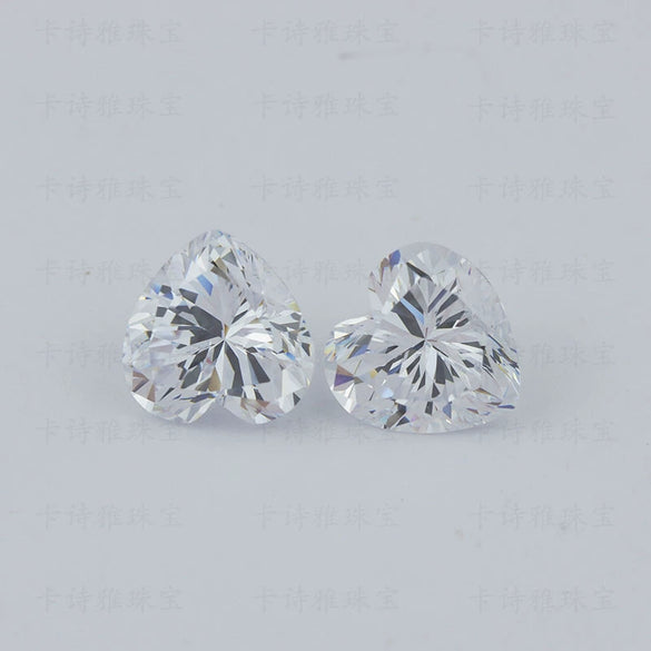 Wholesale Heartshaped Synthetic Gem Bare Stone White Zircon Jewelry With Cutting Inlay And Polishing