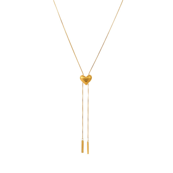 Wholesale Heartshaped Titanium Steel Necklace With 18K Gold Plated Stainless Steel Tassel Yshaped Chain Fashionable Design