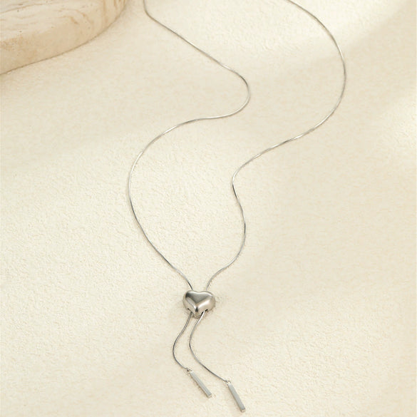 Wholesale Heartshaped Titanium Steel Necklace With 18K Gold Plated Stainless Steel Tassel Yshaped Chain Fashionable Design