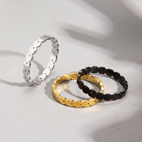Wholesale Heartshaped Titanium Steel Women's Ring With Electroplating