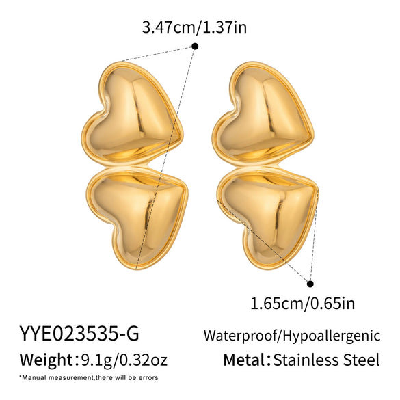 Wholesale Heartshaped Vacuum Real Gold Plated Titanium Steel And Stainless Steel Earrings For Women Casual Jewelry Accessories