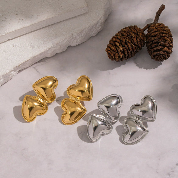 Wholesale Heartshaped Vacuum Real Gold Plated Titanium Steel And Stainless Steel Earrings For Women Casual Jewelry Accessories