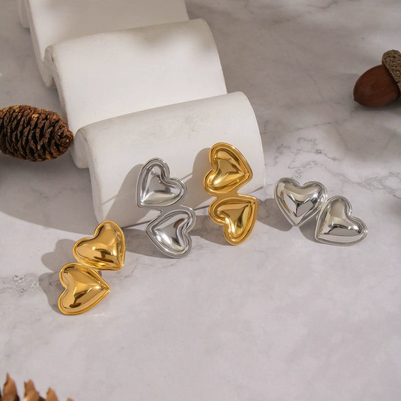 Wholesale Heartshaped Vacuum Real Gold Plated Titanium Steel And Stainless Steel Earrings For Women Casual Jewelry Accessories