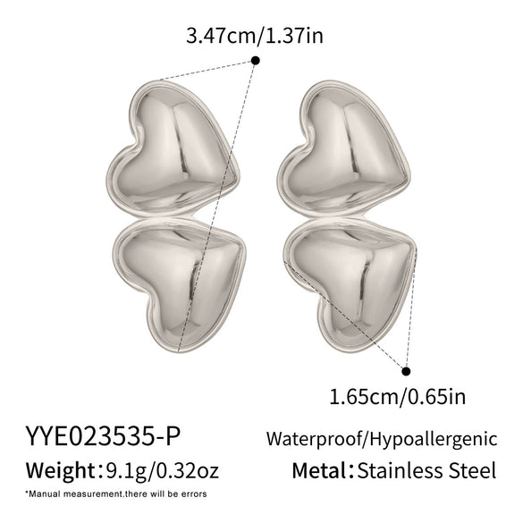 Wholesale Heartshaped Vacuum Real Gold Plated Titanium Steel And Stainless Steel Earrings For Women Casual Jewelry Accessories