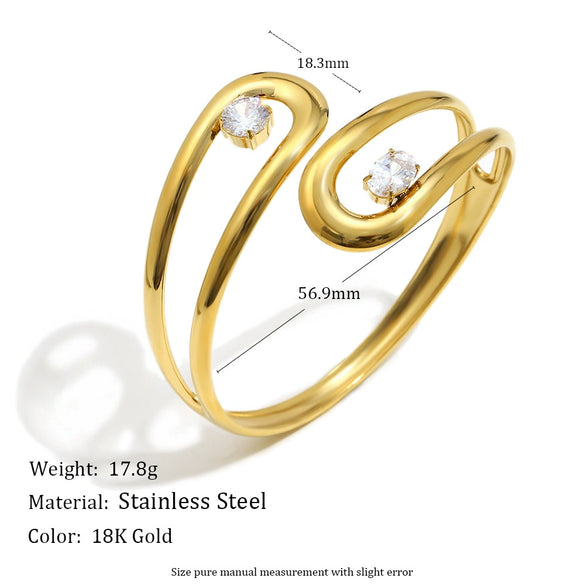 Wholesale Heartshaped Water Drop Zircon Stainless Steel Electroplated Bracelet Jewelry