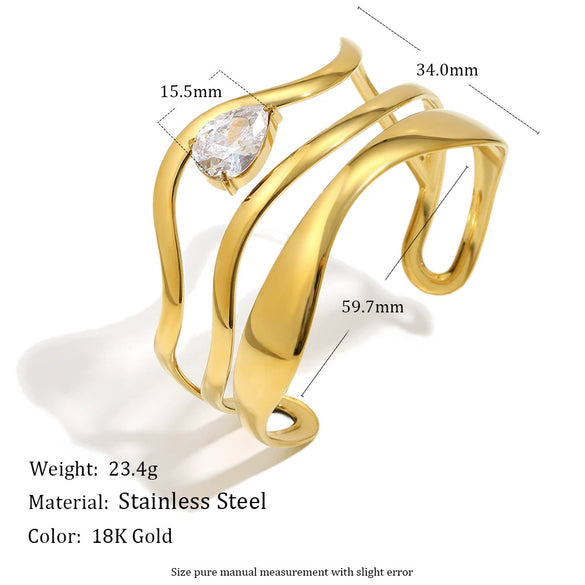 Wholesale Heartshaped Water Drop Zircon Stainless Steel Electroplated Bracelet Jewelry