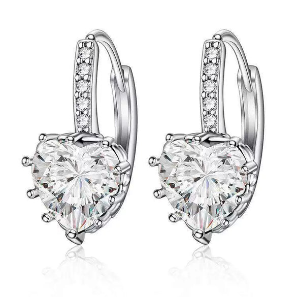 Wholesale Heartshaped Zircon Inlaid Electroplated Earrings Unisex Small Fresh Style