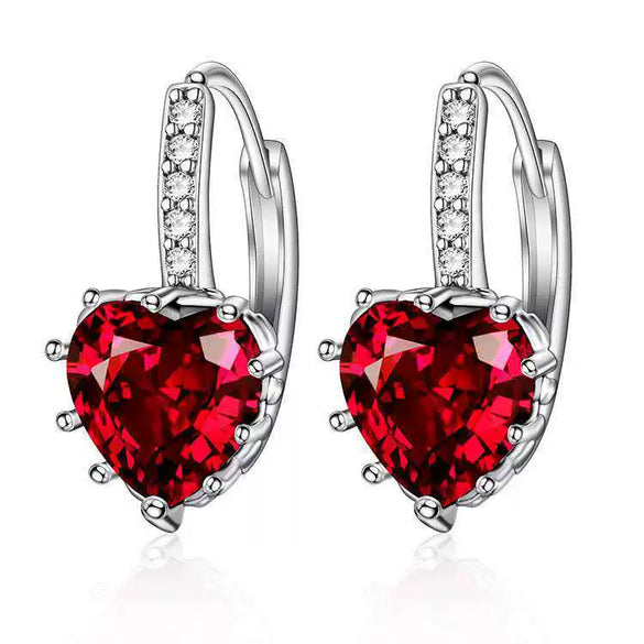 Wholesale Heartshaped Zircon Inlaid Electroplated Earrings Unisex Small Fresh Style