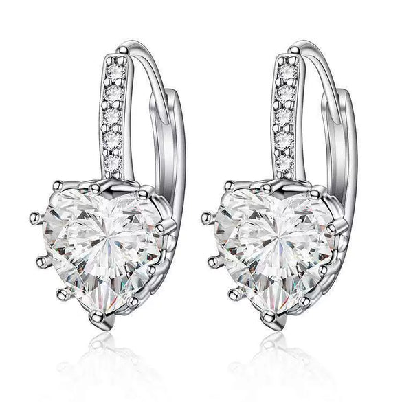 Wholesale Heartshaped Zircon Inlaid Electroplated Earrings Unisex Small Fresh Style