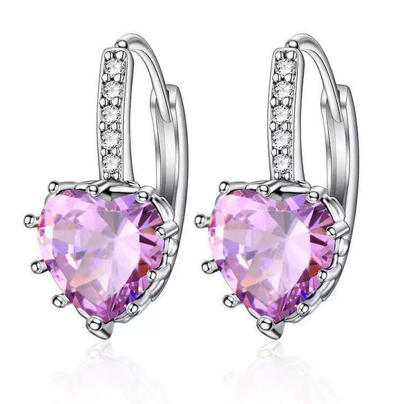 Wholesale Heartshaped Zircon Inlaid Electroplated Earrings Unisex Small Fresh Style