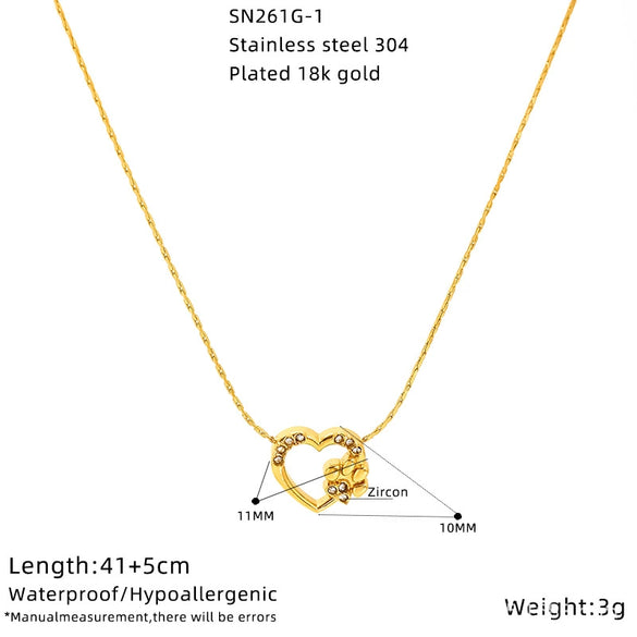 Wholesale Heartshaped Zirconia Titanium Steel Necklace For Women In Little Fresh Style