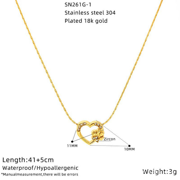 Wholesale Heartshaped Zirconia Titanium Steel Necklace For Women In Little Fresh Style