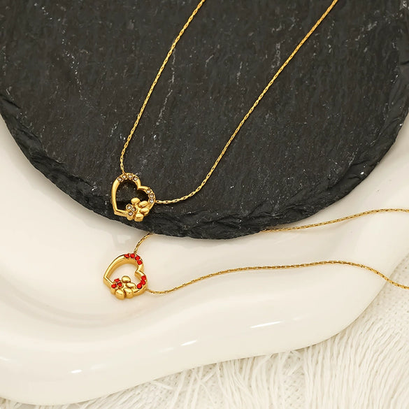 Wholesale Heartshaped Zirconia Titanium Steel Necklace For Women In Little Fresh Style