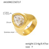 Wholesale Heavy Industry Casting 316L Stainless Steel Water Drop Geometric Ring Electroplated Fashion Minimalist Women's Jewelry