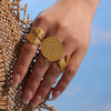 Wholesale Heavy Industry Circle Threaded Open Ring Exaggerated Fashionable Stainless Steel 18K Gold Plated Nonfading Geometric Jewelry