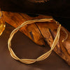 Wholesale Heavy Industry Style Threewire Wrap Collar Necklace In Stainless Steel With 18K True Gold Plated Electroplating And Geometric Design For Women