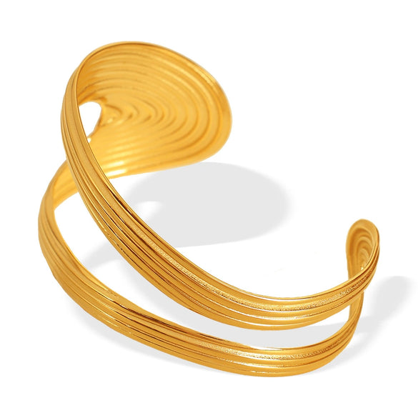 Wholesale Heavy Industry Style 316L Stainless Steel Bracelet With 18K Gold Plated For Ladies
