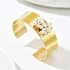 Wholesale Heavyduty Pearlembellished Geometric Exaggerated Electroplated Stainless Steel Bracelet For Women