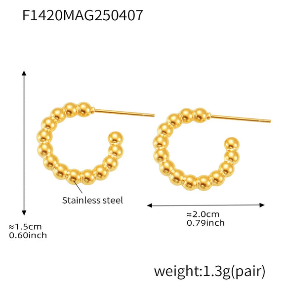 Wholesale Hemp Pattern C Shaped Titanium Steel Earrings With Electroplating Treatment For Women