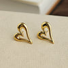 Wholesale High End Asymmetrical Heart Shaped Titanium Steel Earrings With Electroplating Non Fading French Retro And Fashion Ol Style