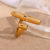 Wholesale High End Creative Women's Jewelry Stainless Steel 18K Gold Plated Geometric Round Stick Opening Ring