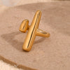 Wholesale High End Creative Women's Jewelry Stainless Steel 18K Gold Plated Geometric Round Stick Opening Ring