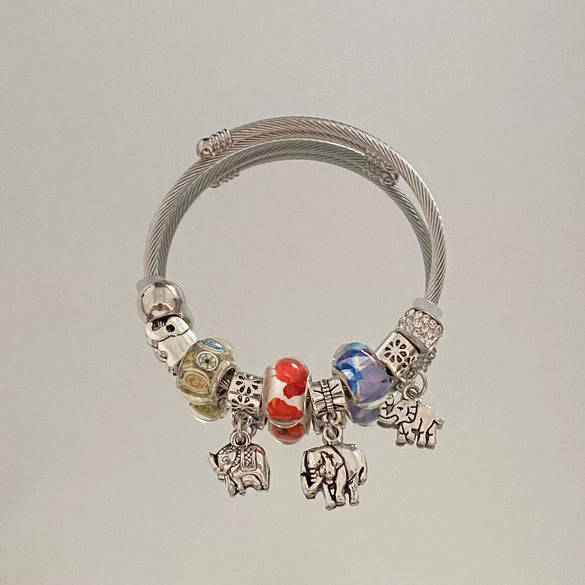 Wholesale High End Elephant Pendant Bracelet With Electroplating Stainless Steel Material