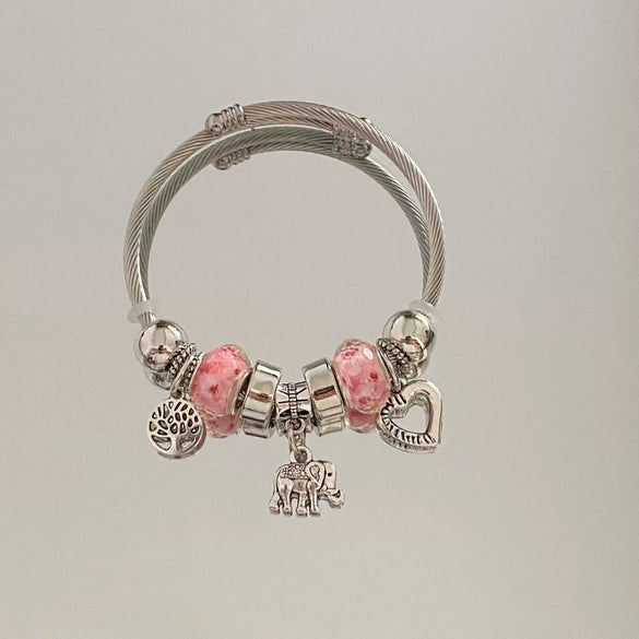 Wholesale High End Elephant Pendant Bracelet With Electroplating Stainless Steel Material