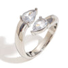 Wholesale High End Jewelry Stainless Steel 18K Gold Plated Drop Shaped Geometric Double Head Open Ring With Electroplating For Women