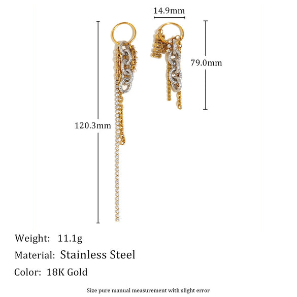 Wholesale High End Luxury Women's Stainless Steel Geometric Tassel Earrings With 18K Gold Plated Electroplating