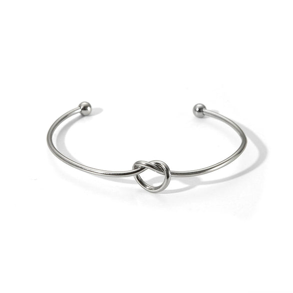 Wholesale High End Niche Design Glossy Knotted Stainless Steel Bracelet With 18K Gold Plated Color Preserving Vacuum Real Gold Electroplating In Pvd Furnace
