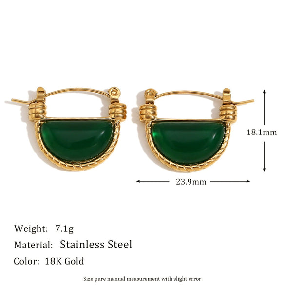Wholesale High End Retro Women's Long Water Drop Geometric Stainless Steel Earrings 18K Gold Plated