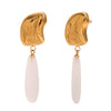 Wholesale High End Retro Women's Long Water Drop Geometric Stainless Steel Earrings 18K Gold Plated