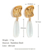 Wholesale High End Retro Women's Long Water Drop Geometric Stainless Steel Earrings 18K Gold Plated