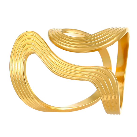 Wholesale High Grade Stainless Steel Irregular Geometric Joint Ring For Women With Electroplating Treatment