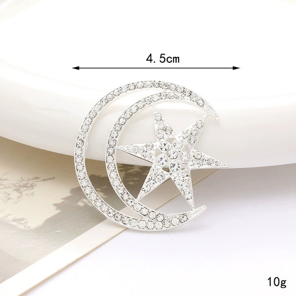 Wholesale High Grade Star Moon Jewelry Accessories Zinc Alloy Diy Rhinestone Apparel Decorations With Electroplating