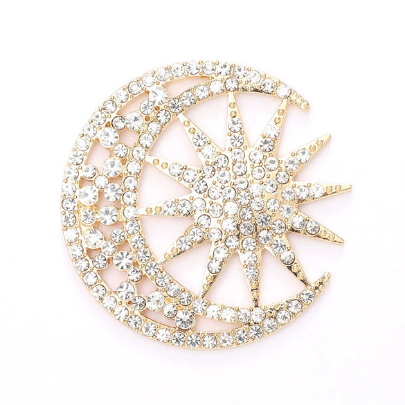 Wholesale High Grade Star Moon Jewelry Accessories Zinc Alloy Diy Rhinestone Apparel Decorations With Electroplating