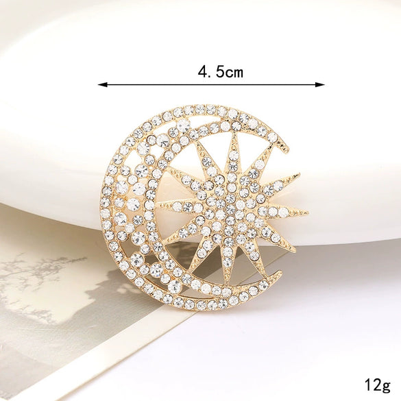 Wholesale High Grade Star Moon Jewelry Accessories Zinc Alloy Diy Rhinestone Apparel Decorations With Electroplating