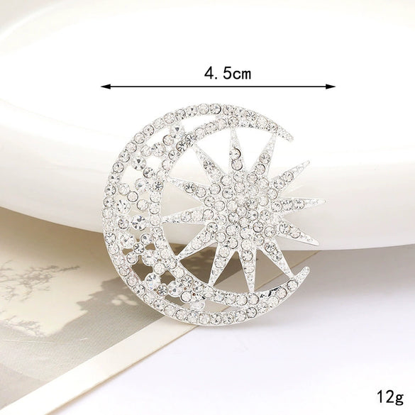 Wholesale High Grade Star Moon Jewelry Accessories Zinc Alloy Diy Rhinestone Apparel Decorations With Electroplating