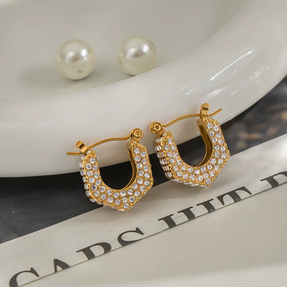 Wholesale High Grade Unisex U Shaped Titanium Steel Earrings With 18K Gold Pvd Vacuum Real Gold Electroplating Fashion And Versatile