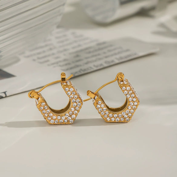 Wholesale High Grade Unisex U Shaped Titanium Steel Earrings With 18K Gold Pvd Vacuum Real Gold Electroplating Fashion And Versatile