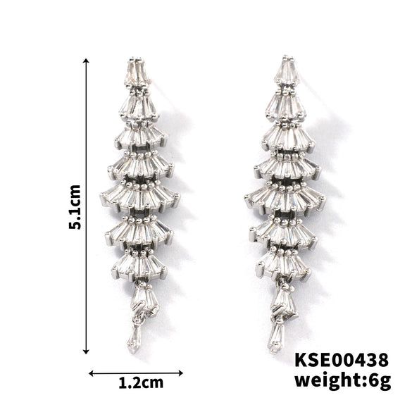 Wholesale High Luxury Zircon Earrings Copper Geometric Style For Women