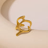 Wholesale High Quality Geometric Lines Irregular Stainless Steel Ring With Opening And Electroplating