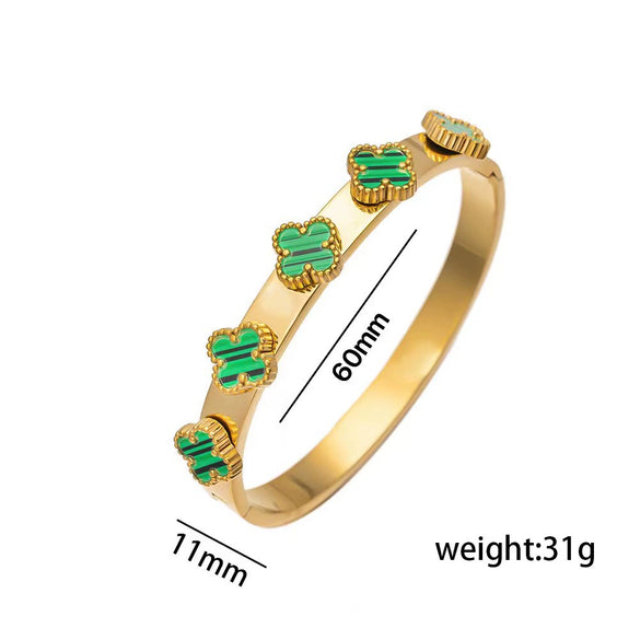 Wholesale High Quality Stainless Steel Fourleaf Clover Women's Bracelet With Goldplated Electroplating Treatment