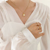 Wholesale Highend Accessories Imitation Pearl Square Pendant Necklace For Women Titanium Steel Geometric Electroplating Style