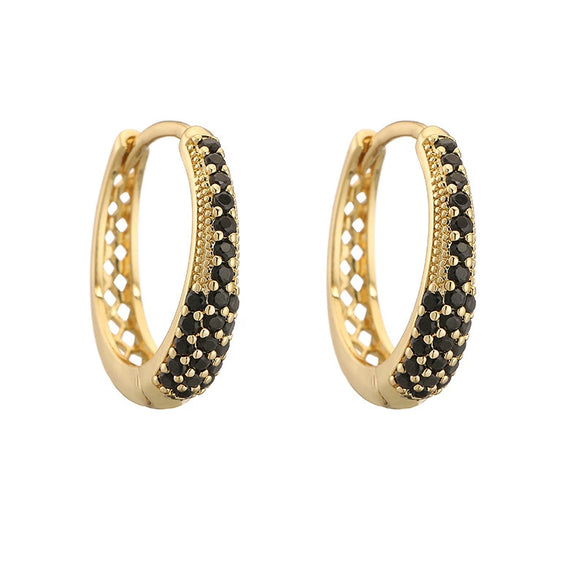Wholesale Highend Copper Inlaid Colored Diamond Oval Ushaped Geometric Earrings For Women